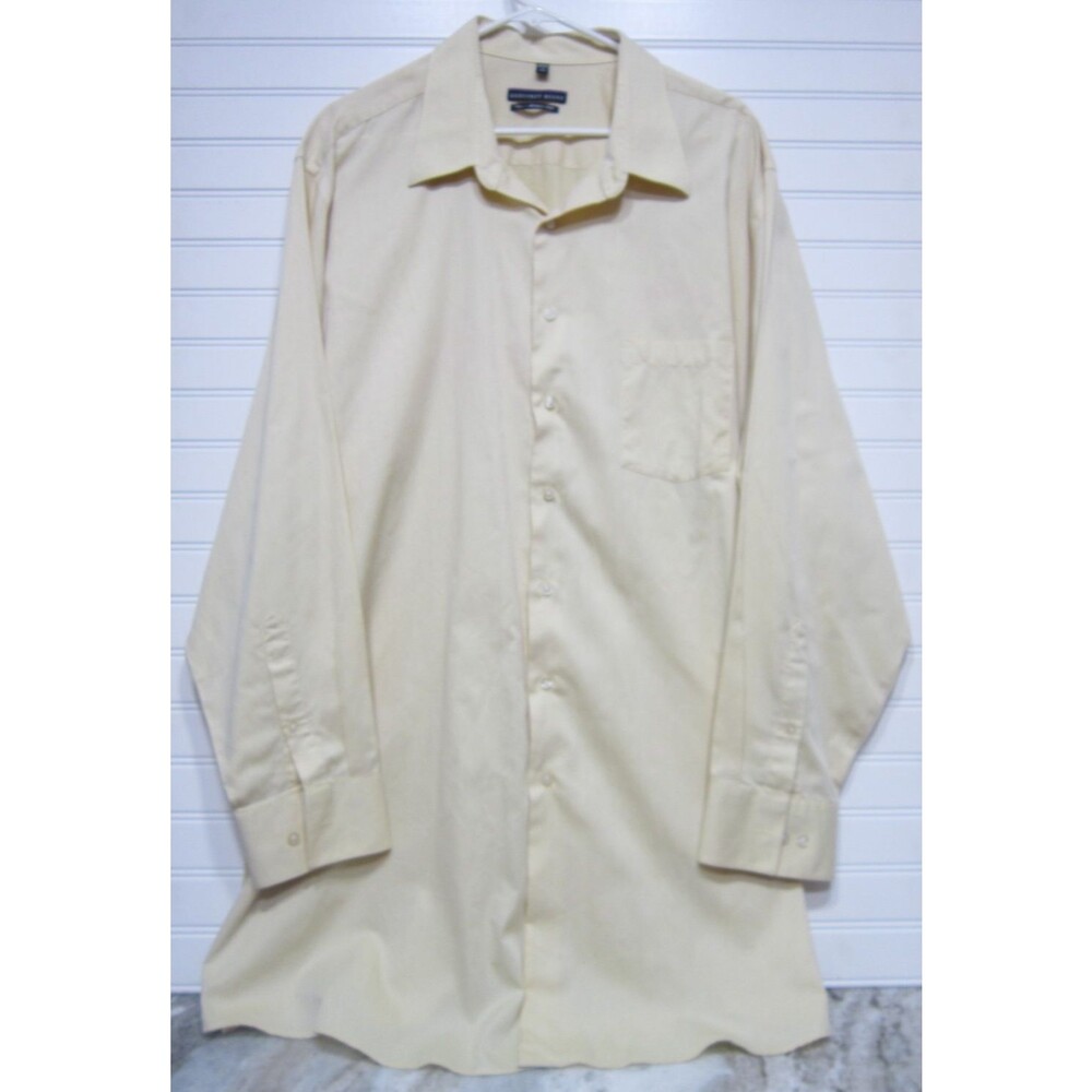 Geoffrey Beene Yellow Tall Wrinkle Free Long Sleeve Buttoned Down Size 19 35/36
